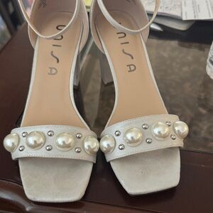 Unisa Cream Pearl Embellished Heels